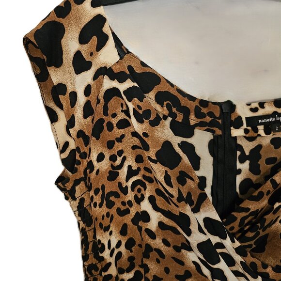 NANETTE LEPORE  LUSCIOUS  100% SILK ANIMAL PRINT DRESS  SIZE 2 - Picture 5 of 14
